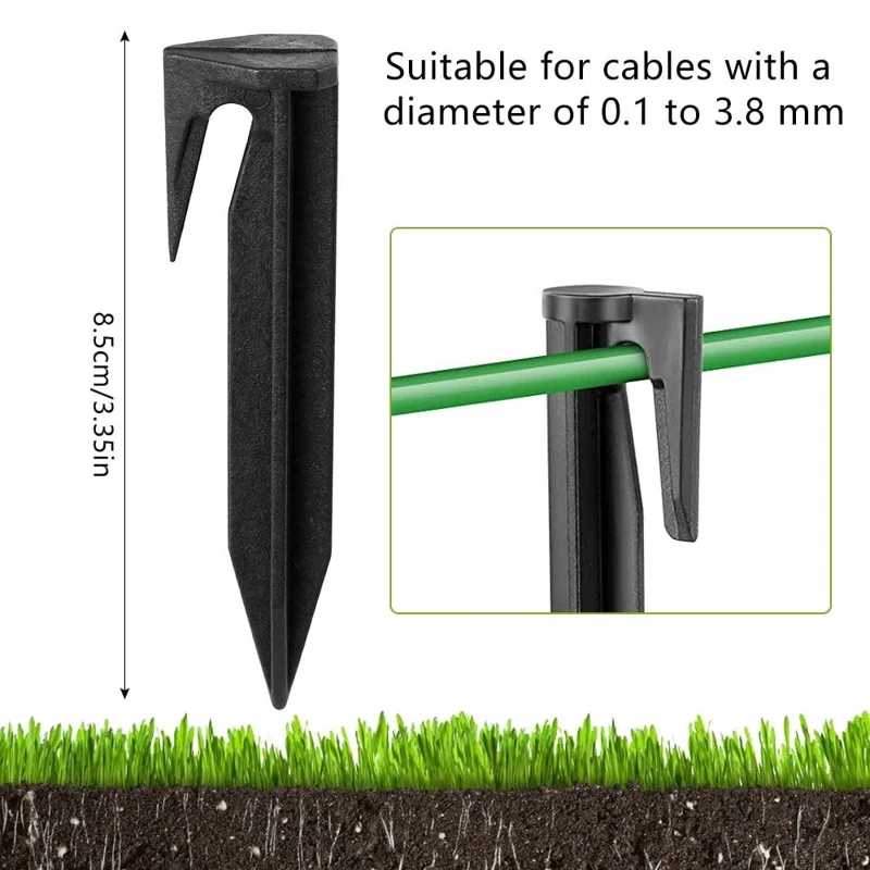 100Pcs 8.5cm Lawn Mower Ground Staples Edging Stakes Plastic Yard Garden Boundary Wire Anchor Pegs