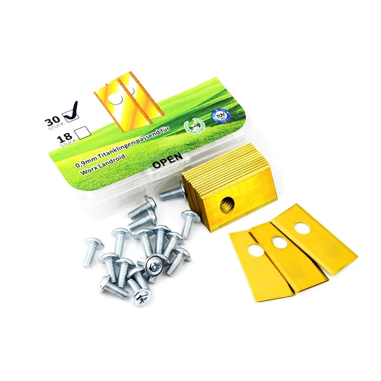 30 piezas para el cortacésped robótico Worx Landroid, cuchillas de repuesto de acero inoxidable, 36,2 x 18 mm - Dorado