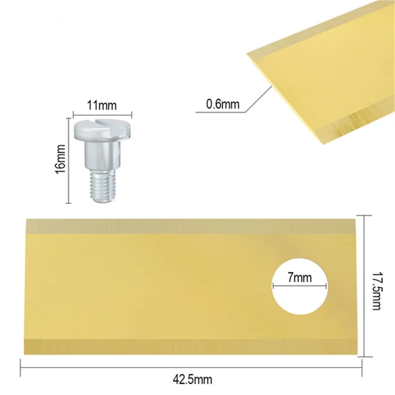 9Pcs for BIGMOW Lawn Mower Stainless Steel Replacement Single Hole Blades, 42.5x17.5x0.6mm - Gold