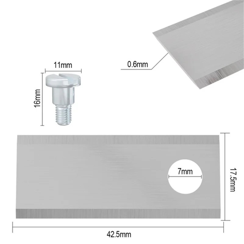 30Pcs for BIGMOW Lawn Mower Stainless Steel Replacement Single Hole Blades, 42.5x17.5x0.6mm - Silver