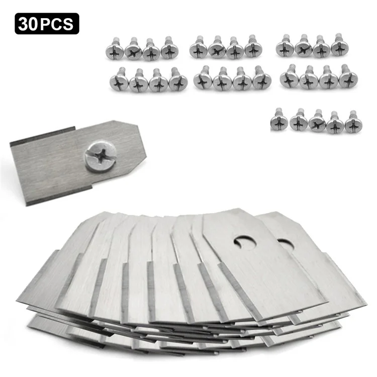 30 piezas para cortadora de césped Husqvarna, cuchillas de corte de repuesto de acero inoxidable, 35x18mm - Plateado