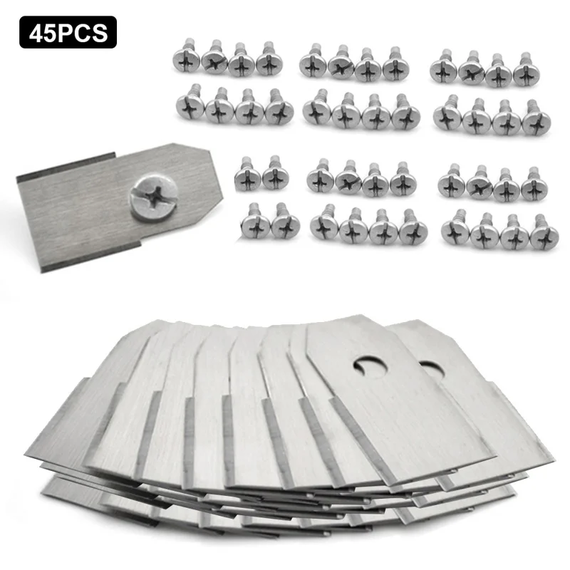 45 peças para cortador de grama Husqvarna, lâminas de corte de aço inoxidável de reposição, 35x18mm - Prata