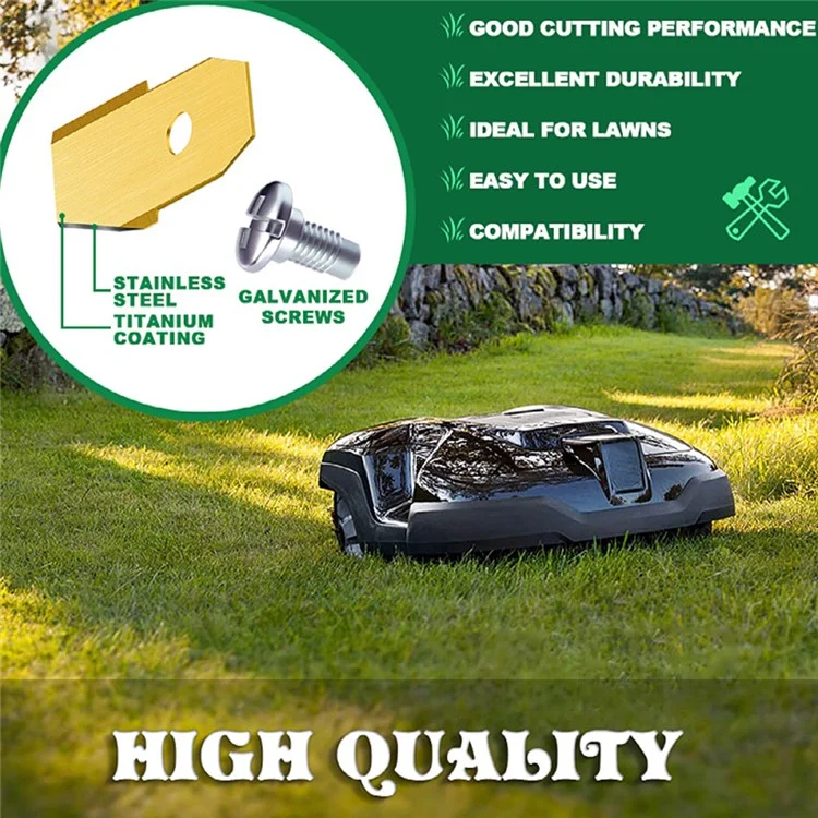 45 piezas para cortacésped Husqvarna, cuchillas de corte de repuesto de acero inoxidable, 35x18mm - Dorado