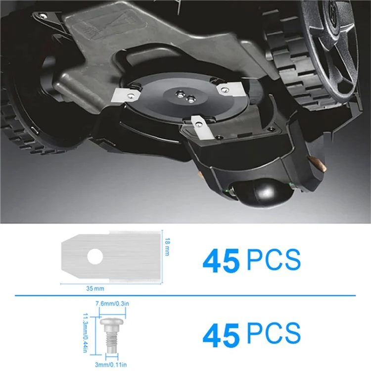 45 piezas para cortacésped Husqvarna, cuchillas de corte de repuesto de acero inoxidable, 35x18mm - Dorado