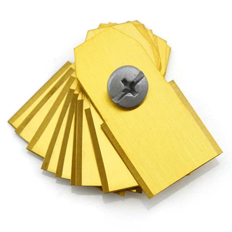 45 piezas para cortacésped Husqvarna, cuchillas de corte de repuesto de acero inoxidable, 35x18mm - Dorado