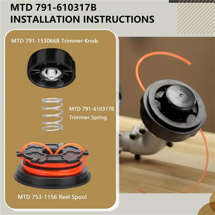 3 bobinas de repuesto con muelle compatibles con MTD 791-BQ01642 791-610317 791-610317B