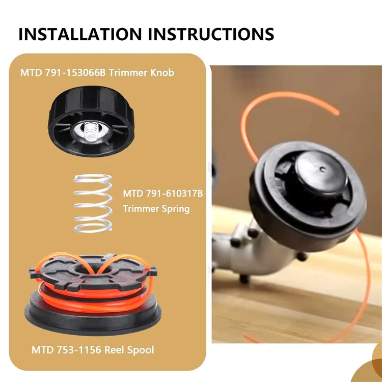 4 pièces pour l'assemblage de la molette de choc de la tondeuse à gazon MTD, pièce de rechange 791-153066 / 791-153066B