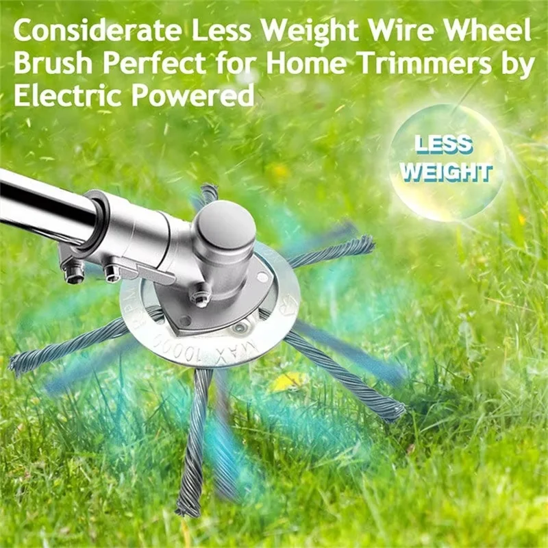 Steel Wire Grass Trimmer Head 3 Blades Weed Cutter Wheel Mower Attachment