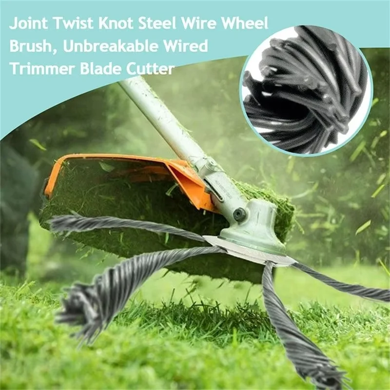 Steel Wire Grass Trimmer Head 3 Blades Weed Cutter Wheel Mower Attachment