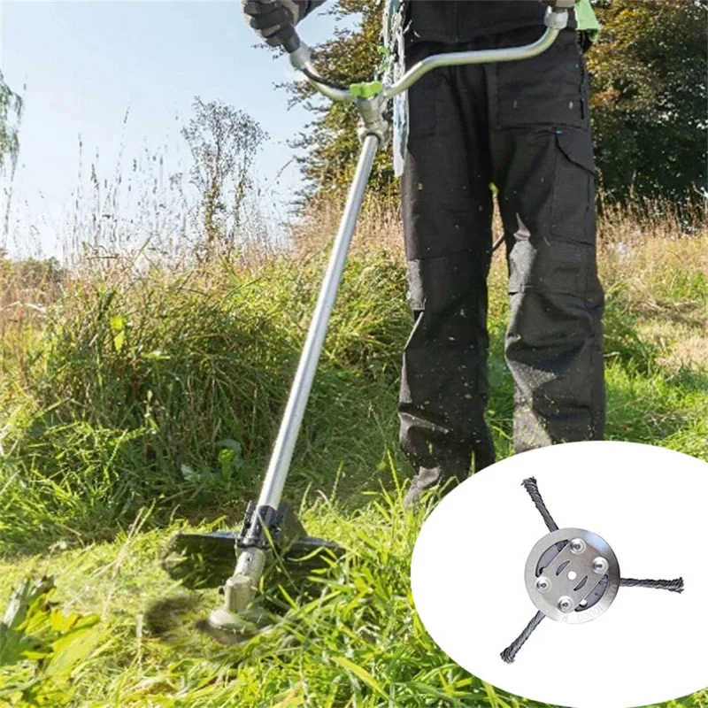 Steel Wire Grass Trimmer Head 3 Blades Weed Cutter Wheel Mower Attachment