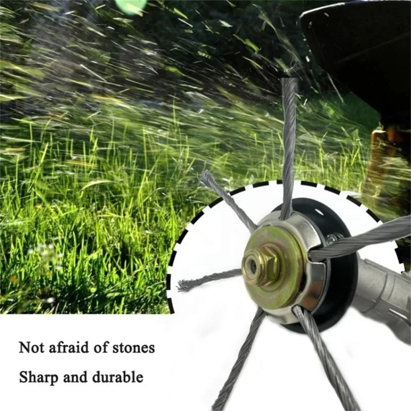 Steel Wire Grass Trimmer Head 6 Blades Weed Cutter Wheel Mower Attachment