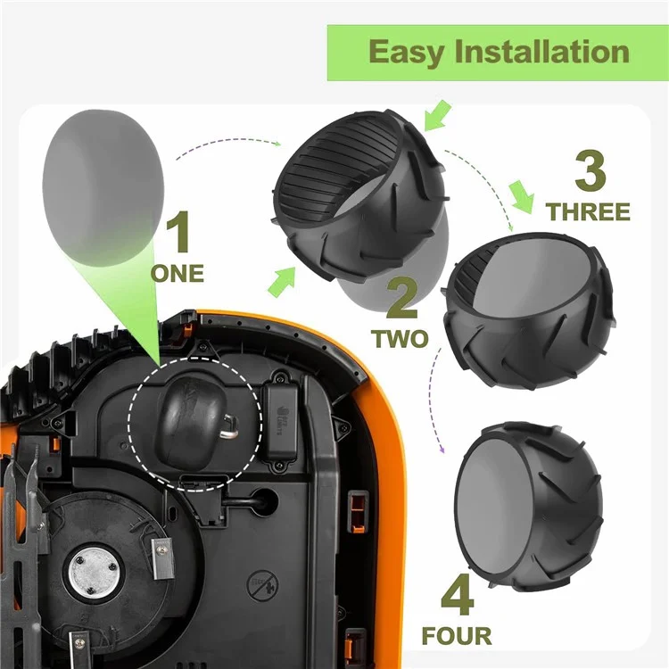 1 Pieza para Worx Landroid M500 M700 S300 M1000 Cortadora de césped robótica Protector de rueda delantera Anti-deslizamiento Protector de rueda de goma 
