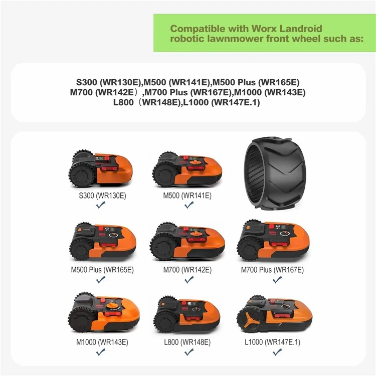 2 unidades para Worx Landroid M500 M700 S300 M1000 Protetor de roda frontal antiderrapante de borracha para cortador de grama robótico