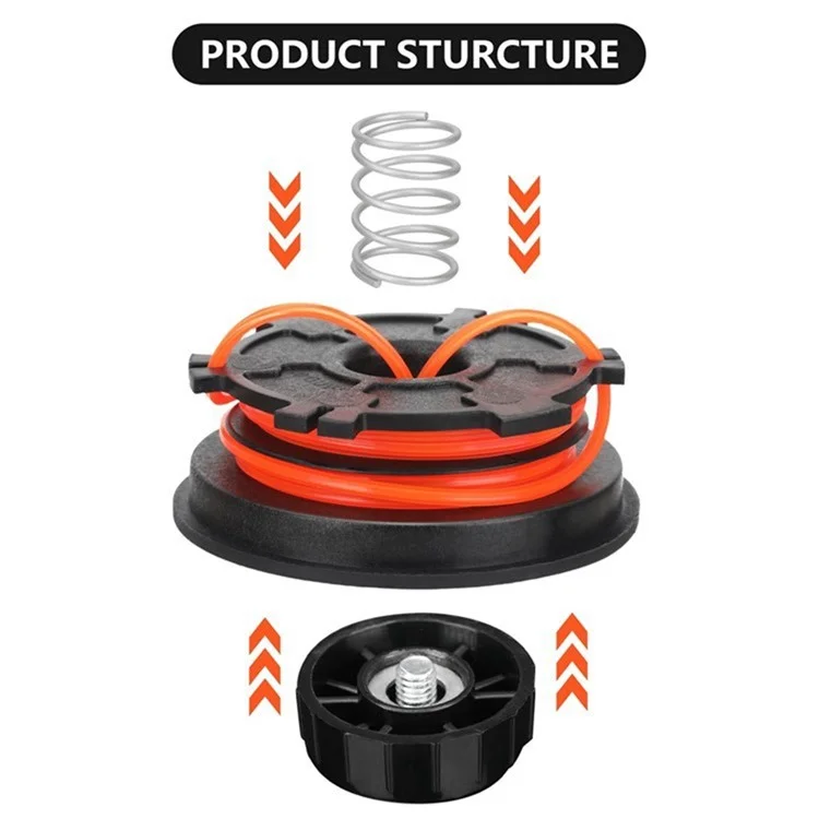 Bobina + Tappo della bobina + Molla per Trimmer per erba MTD / Troy-Bilt / Bolens, Pezzo 753-1156 / 791-153066B / 791-610317B
