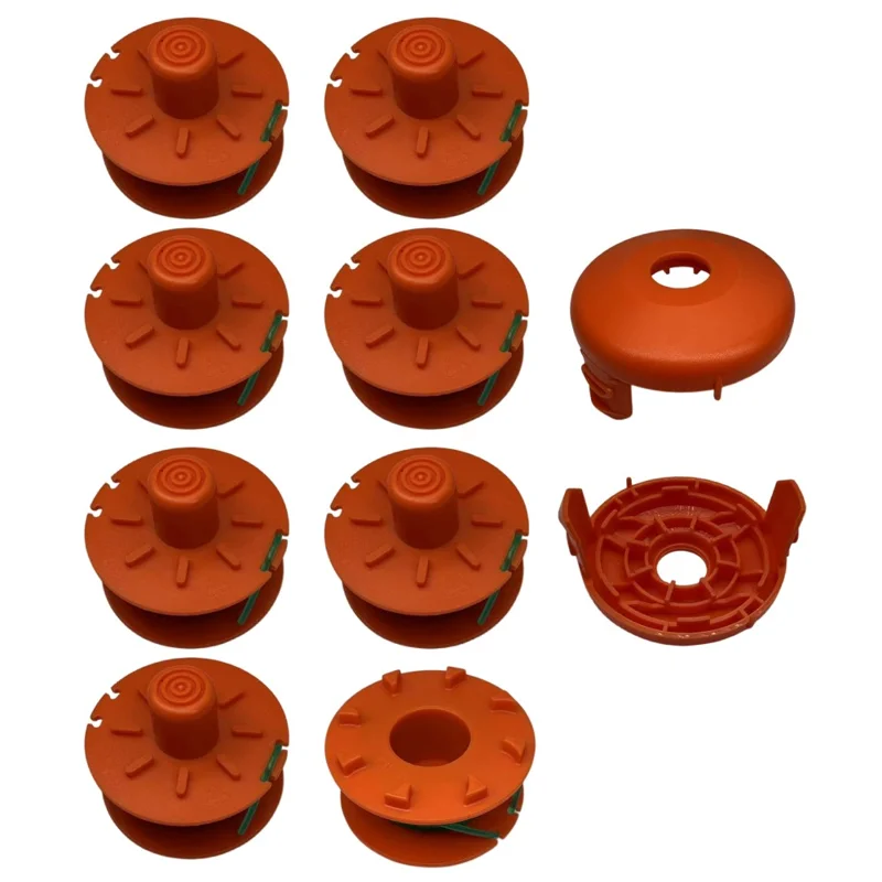For Gardena Turbotrimmer Smallcut Lawn Trimmer 8 Nylon Rope Spool + 2 Spool Cap Set, 05367-20 / 05329-20