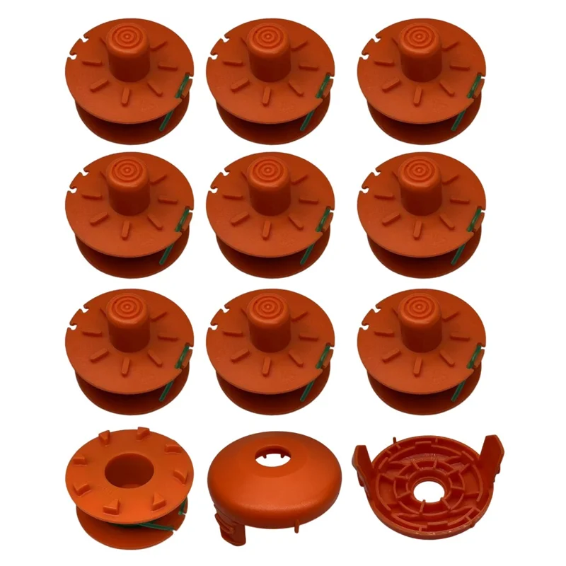 For Gardena Turbotrimmer Smallcut Lawn Trimmer 10 Nylon Rope Spool + 2 Spool Cap Set, 05367-20 / 05329-20