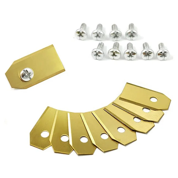 9 Piezas de Cuchillas de Acero Inoxidable para Cortacésped Husqvarna, Repuesto de Cuchillas - Dorado