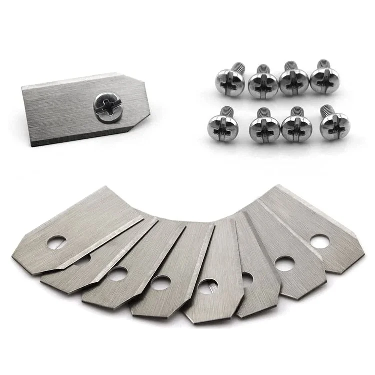 9 piezas para cuchillas de cortadora de césped Husqvarna, cuchillas de repuesto de acero inoxidable, 35x18x0,75 mm - Plata