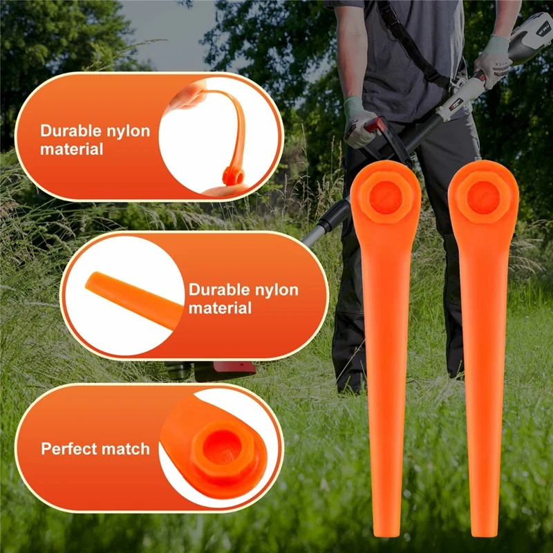 L70 50 Cuchillas de Plástico para Cortabordes Gardena 9823 / 9825 / 9820 / 9821 / 9828 Piezas de Repuesto - Naranja