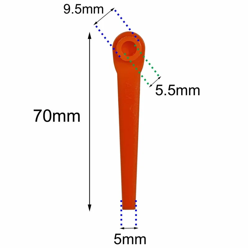 L70 50 Cuchillas de Plástico para Cortabordes Gardena 9823 / 9825 / 9820 / 9821 / 9828 Piezas de Repuesto - Naranja