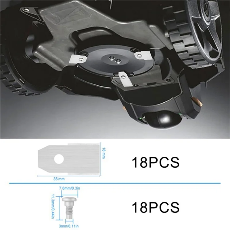 18 Pezzi Lame di Ricambio in Acciaio Inossidabile per Tagliaerba Husqvarna, 35 x 18mm