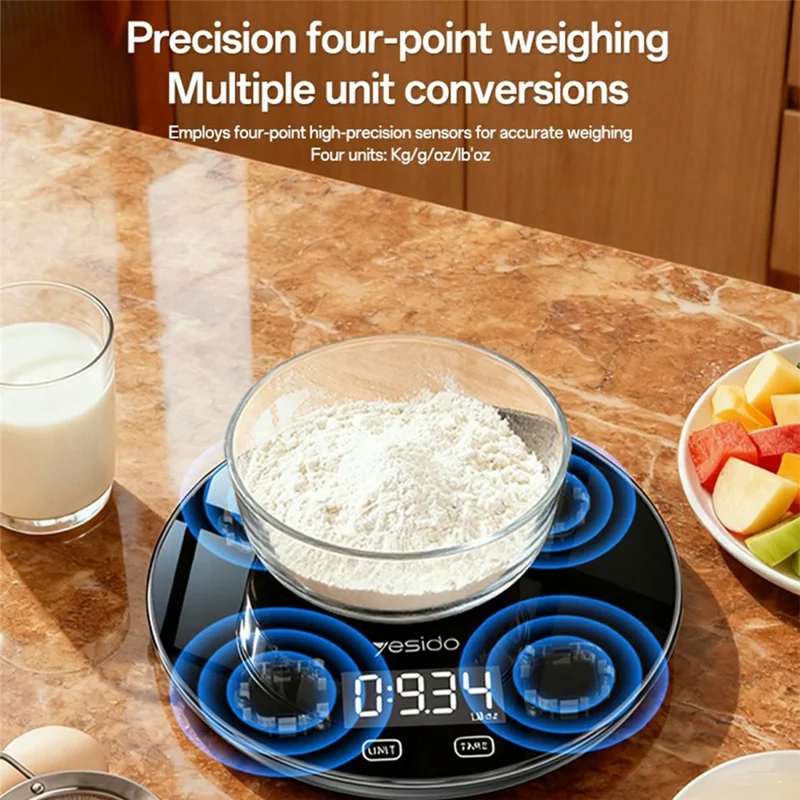YESIDO MG43 Kitchen Digital Scale Precision Weighing LCD Display Digital Scale Support 1-5000g Capacity