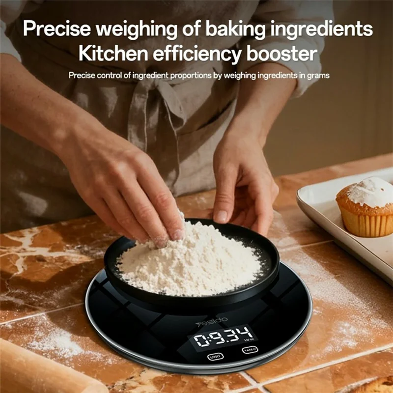 YESIDO MG43 Kitchen Digital Scale Precision Weighing LCD Display Digital Scale Support 1-5000g Capacity