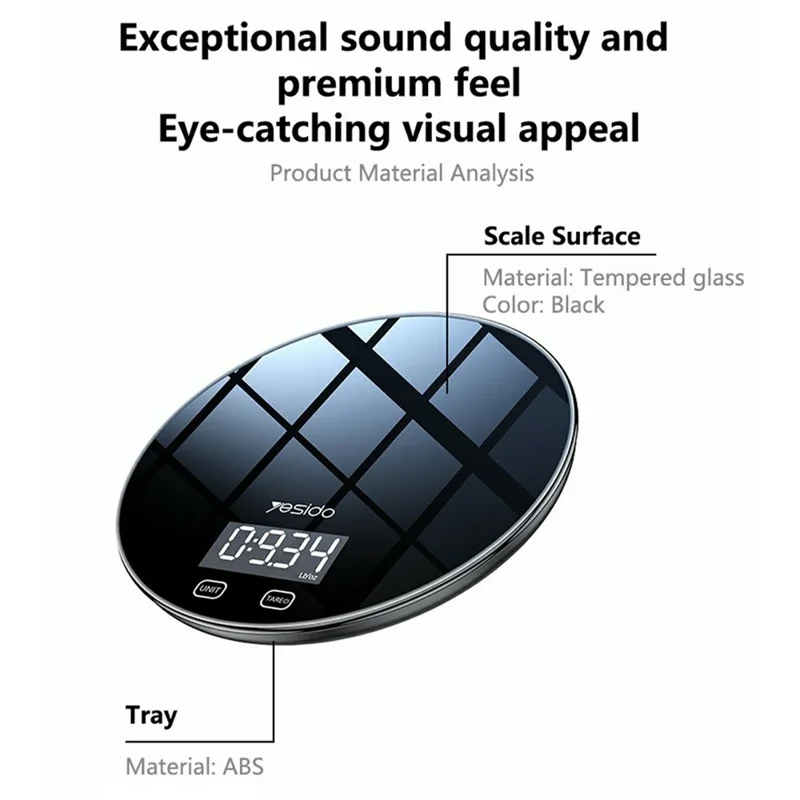 YESIDO MG43 Kitchen Digital Scale Precision Weighing LCD Display Digital Scale Support 1-5000g Capacity