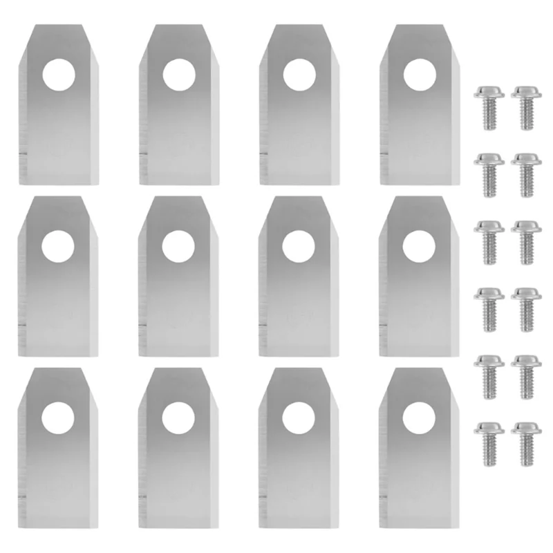 12Pcs 35x18x0.9mm Replacement Blades Stainless Steel with Screws for Ecovacs Goat Robot Mower