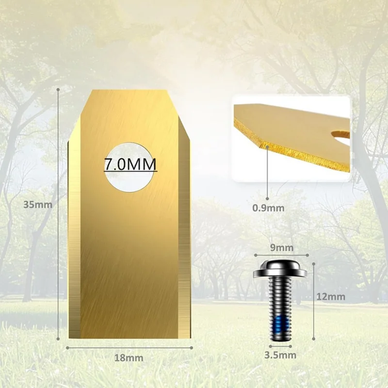 12Pcs 35x18x0.9mm Replacement Blades Stainless Steel with Screws for Ecovacs Goat Robot Mower