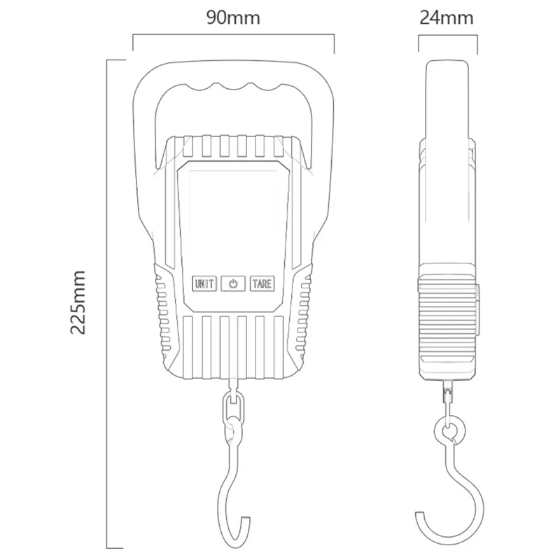 YESIDO MG44 Digital Hanging Scale 50kg LCD Backlight Portable Luggage Scale for Travel Kitchen - Black