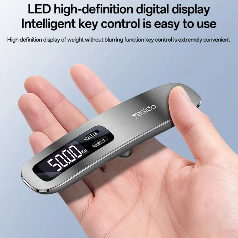 YESIDO MG41 Portable Electronic Luggage Scale 50kg LCD Display Travel Weight Scale - Grey