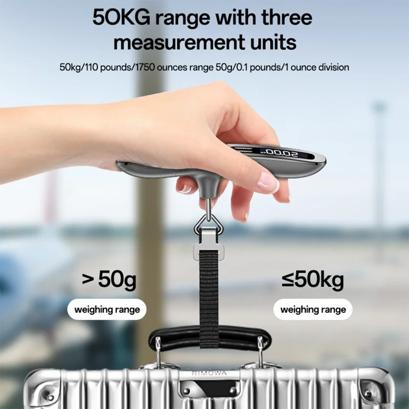 YESIDO MG41 Portable Electronic Luggage Scale 50kg LCD Display Travel Weight Scale - Grey