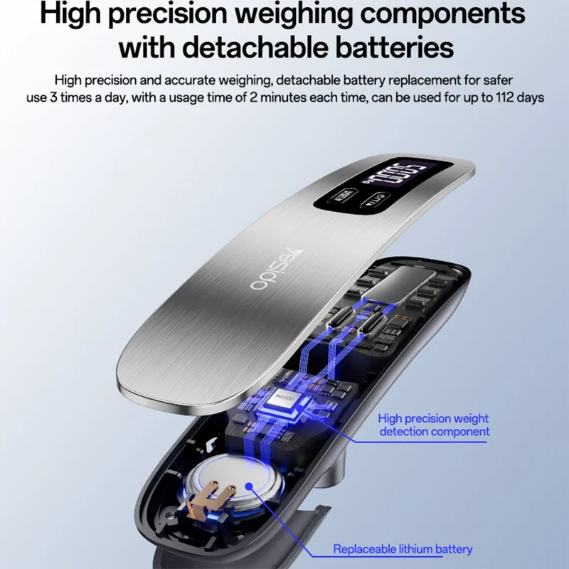 YESIDO MG41 Portable Electronic Luggage Scale 50kg LCD Display Travel Weight Scale - Grey