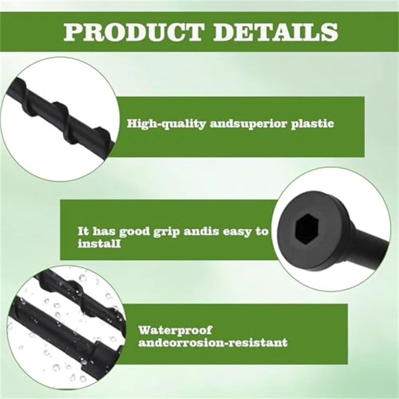 10Pcs 14cm Plastic Ground Screws Hex Socket Threaded for Outdoor Camping Robotic Lawn Mower Charging Station - Black