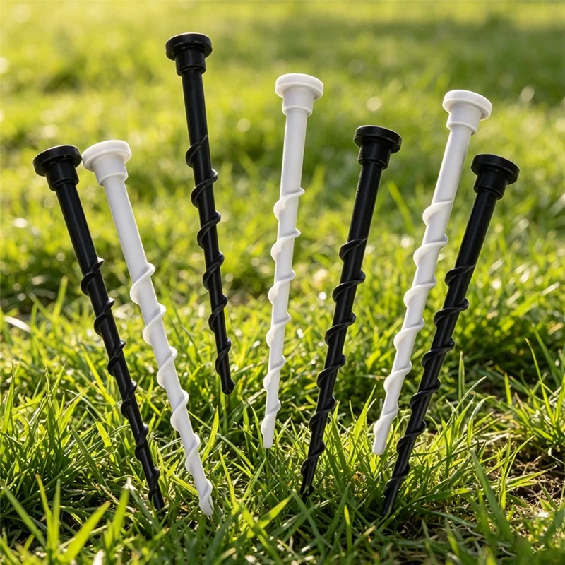 10Pcs 14cm Plastic Ground Screws Hex Socket Threaded for Outdoor Camping Robotic Lawn Mower Charging Station - Black