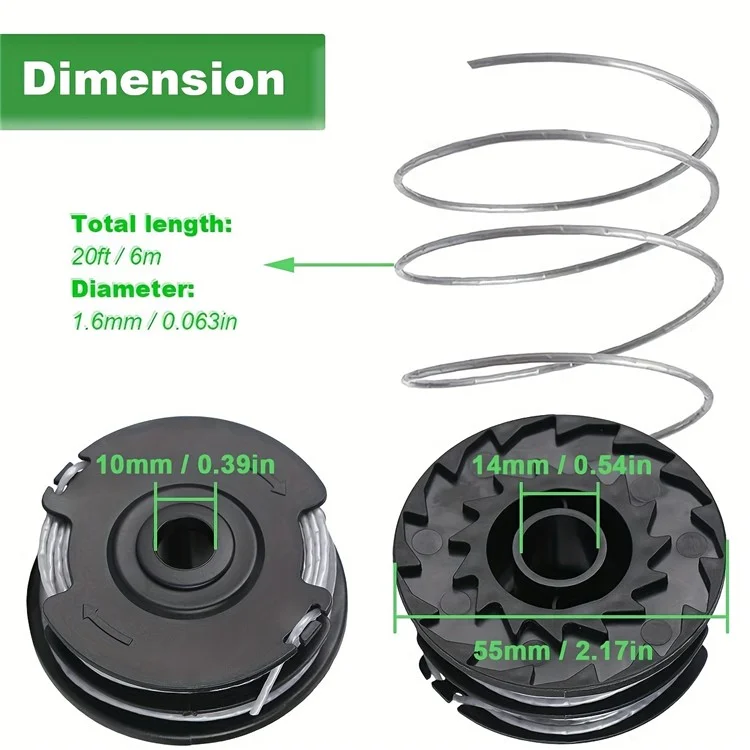 6Pcs F016800351 Conjunto de Carretel para Bosch ART 30-36 LI / ART 24 / ART 30 Cortador de Grama Aparador de Grama Carretel