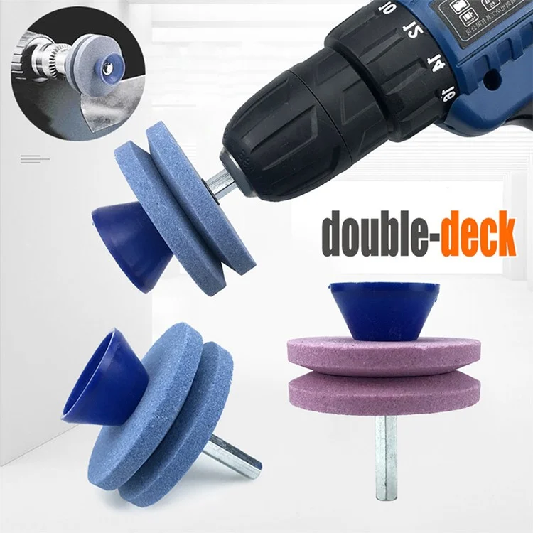 10Pcs Lawn Mower Blade Sharpener Double-Layer Universal Rotary Garden Tool - Blue