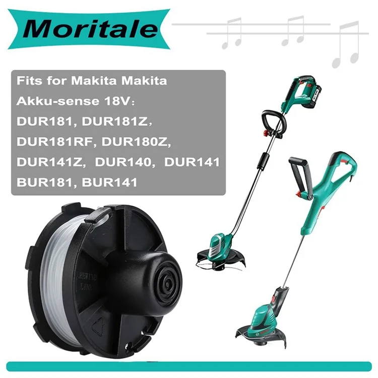 Para Makita Akkusense DUR181Z / DUR181RF / DUR181 cortacésped 1 carrete de hilo + 1 tapa de carrete + 1 resorte
