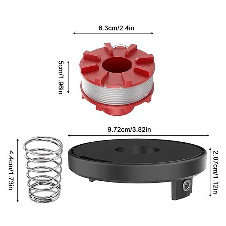 Lawn Mower Parts for Einhell CE-CT 36  /  30 Li E-Solo  /  Agillo 36  /  255 BL  /  Agillo 18  /  200 3 Spool + Cap + Spring