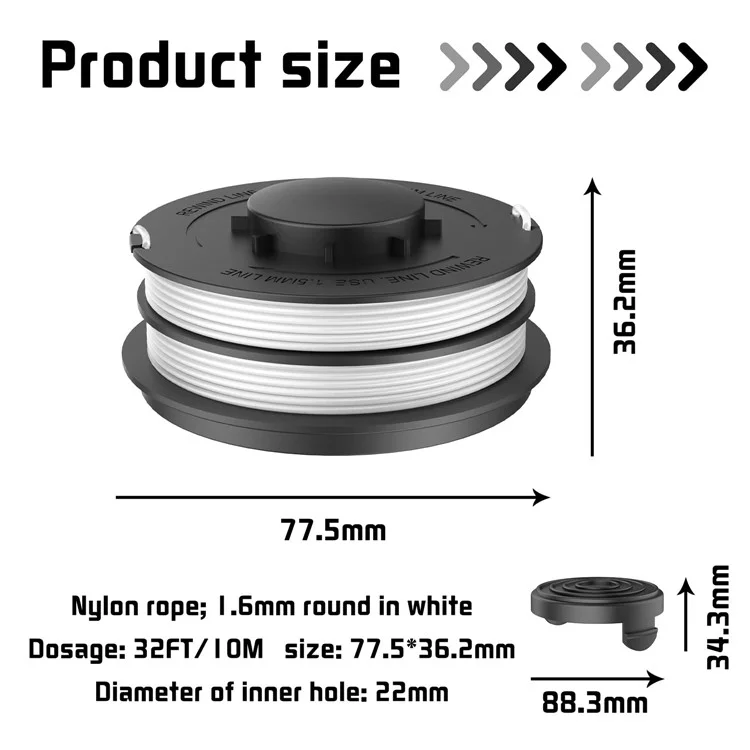 Für Einhell RTV 400 / RTV 550 / RTV 550 / 1 Rasenmäher 6 Spule + 1 Kappe Ersatzteil, 3405685 / TLE-02-1