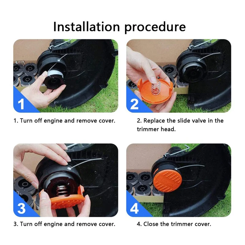 8Pcs Replacement Spool for Black & Decker GH400 / GH500 / GH600 Lawn Mower Wire Reels, AF-100-3ZP