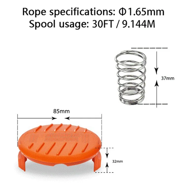 Para Black & Decker GH400 / GH500 / GH600 Tapa de carrete de 10 piezas con 10 reemplazos de cortacésped de primavera, RC-100-P