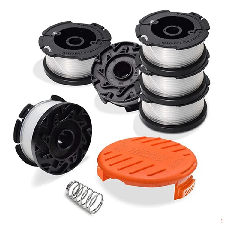 Для Black & Decker GH400 / GH500 / GH600 6 катушек газонокосилки + колпачок + пружина, AF-100-3ZP+RC-100-P