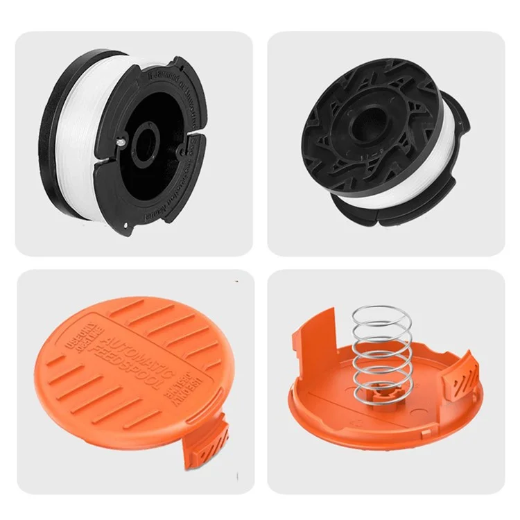 Lawn Mower Part for Black & Decker GH400  /  GH500  /  GH600 Replacement Spool + Cap + Spring, AF-100-3ZP+RC-100-P