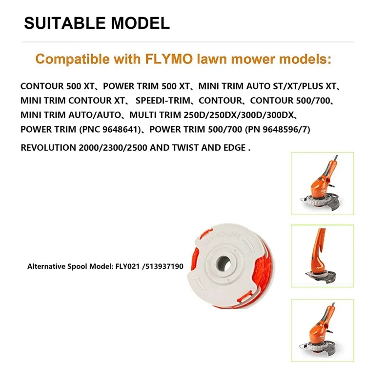 Per Flymo Contour 500XT / Power Trim 500XT Rasaerba Filo Bobina Filo, FLY021 / 513937190