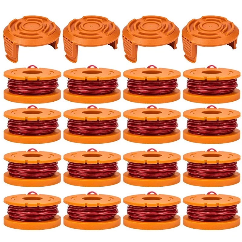 For Worx WG150 / WG151 / WG163 / G165 16 Spool + 4 Cap Lawn Mower Parts Set, WA0010+WA6531