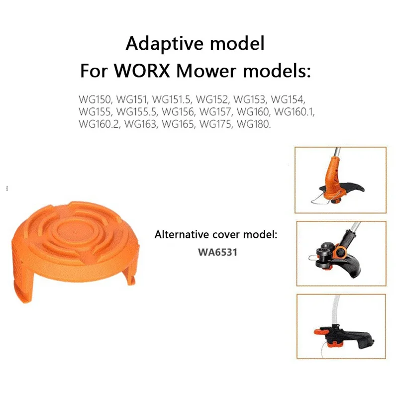 2 Peças Tampa da Bobina do Cortador de Grama para Worx WG150 / WG151 / WG163 / G165 Tampa da Bobina, WA6531 