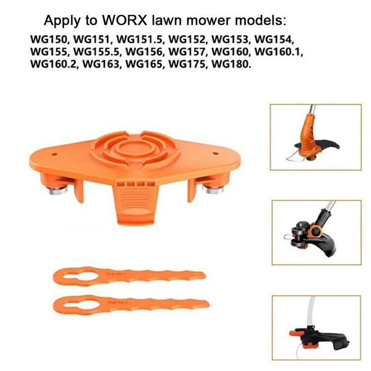 For Worx WG150 / WG151 / WG163 / G165 Lawn Mower Cutter Head + 12 Plastic Blades, TLW-01-2