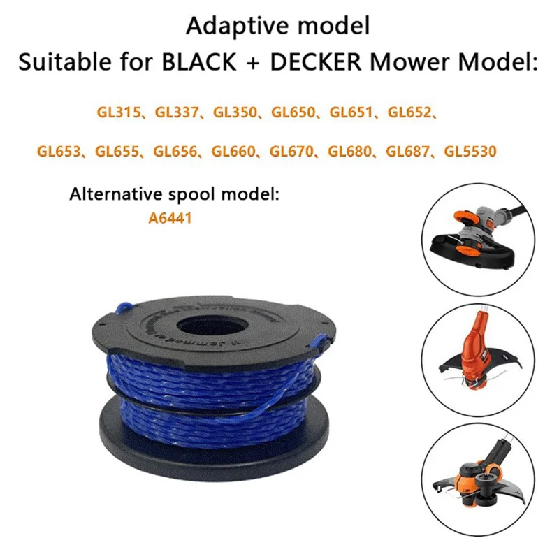 4PCS Spool Nylon Trimmer Line for Black & Decker Lawn Mower Accessories A6441